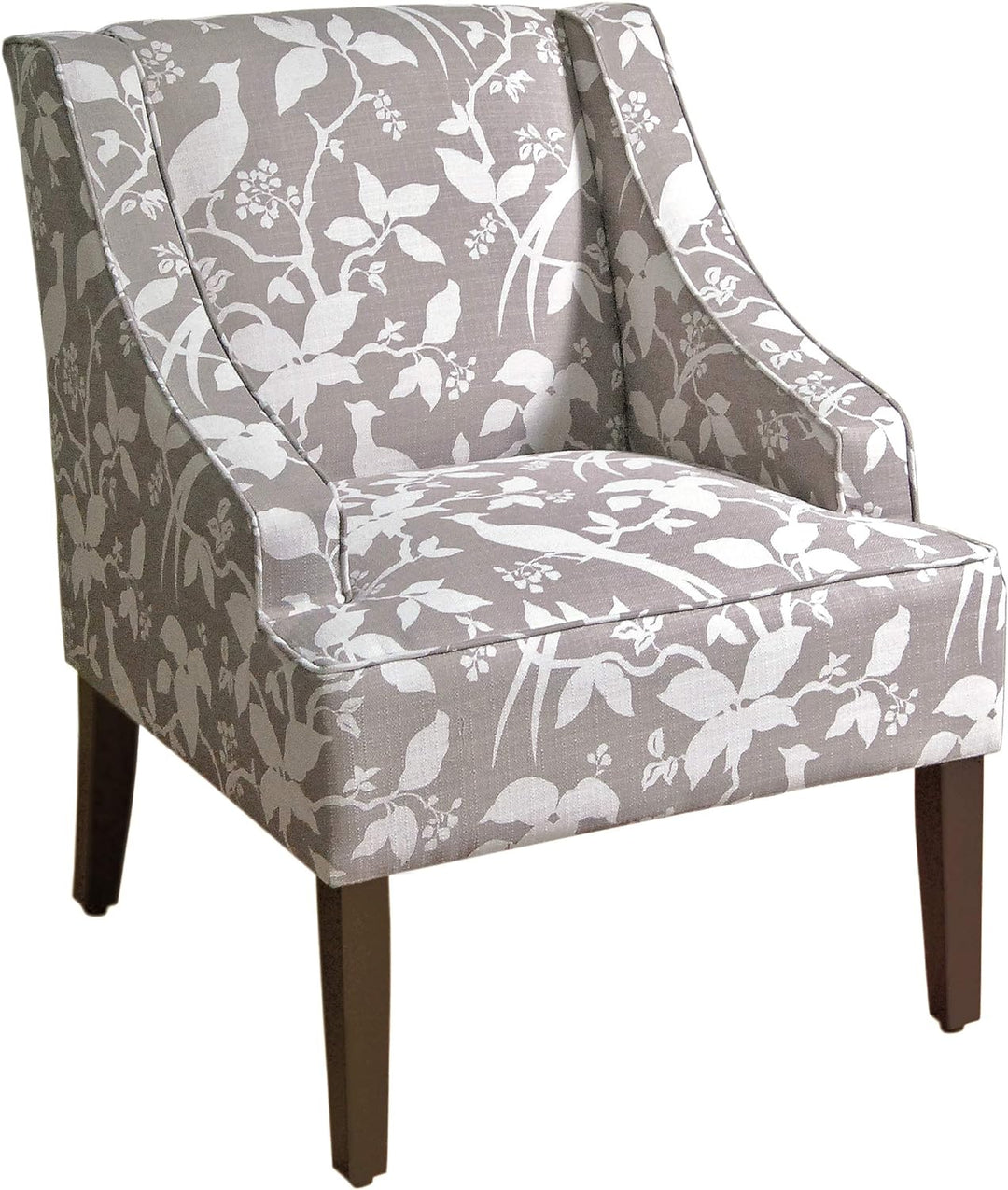 Velvet Swoop Arm Chairs, Grey Floral Tree