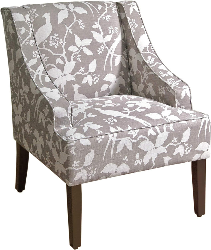 Velvet Swoop Arm Chairs, Grey Floral Tree