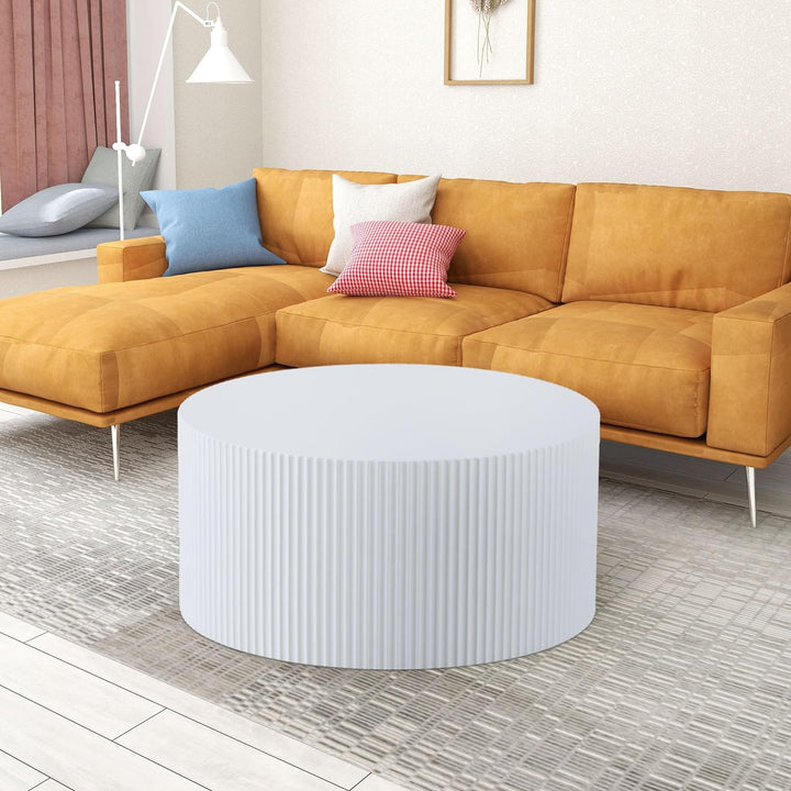 Modern Nesting Coffee Table Set, White Round Side Tables