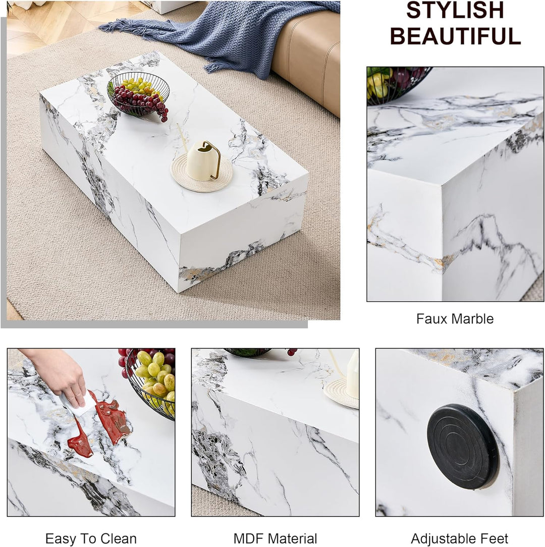 Elegant Marble Coffee Table, Stylish Design, Durable Marble Top, White6