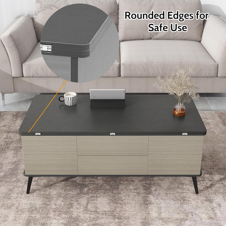 Versatile Lift-Top Coffee Table, Convertible to Dining, Dark Grey