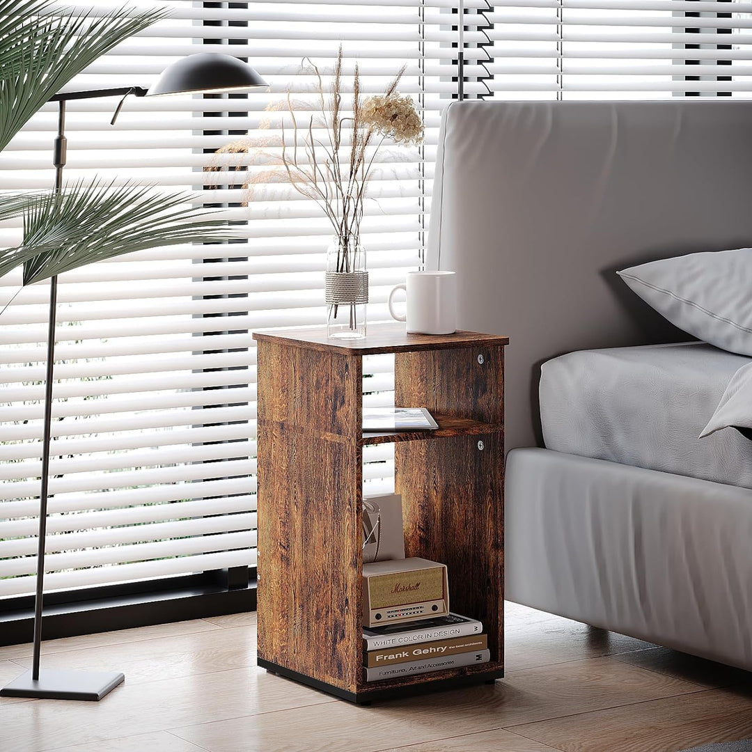 End Table with Storage Shelf, Small Couch Side Table