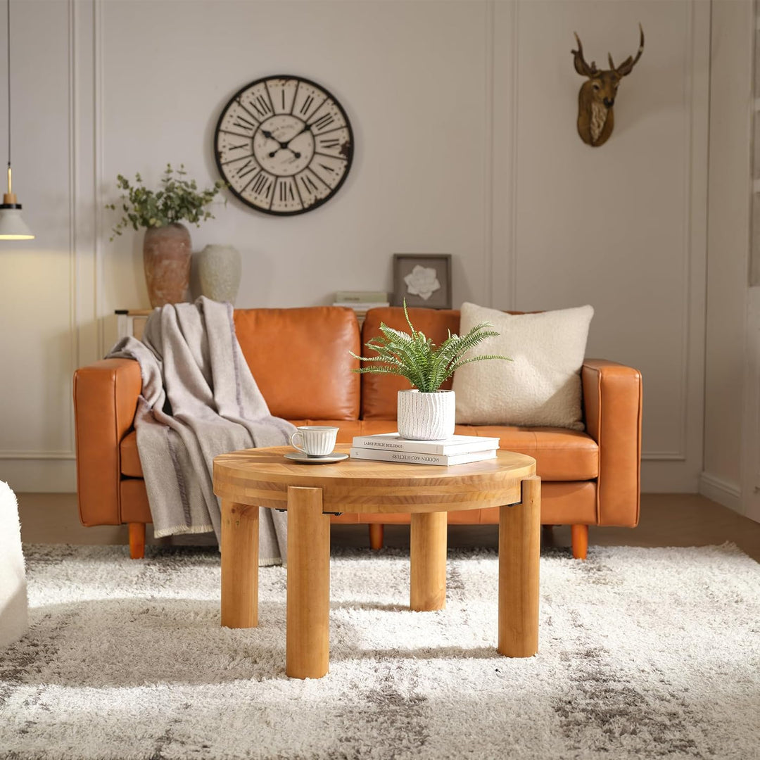 Round Wood Coffee Table, Natural