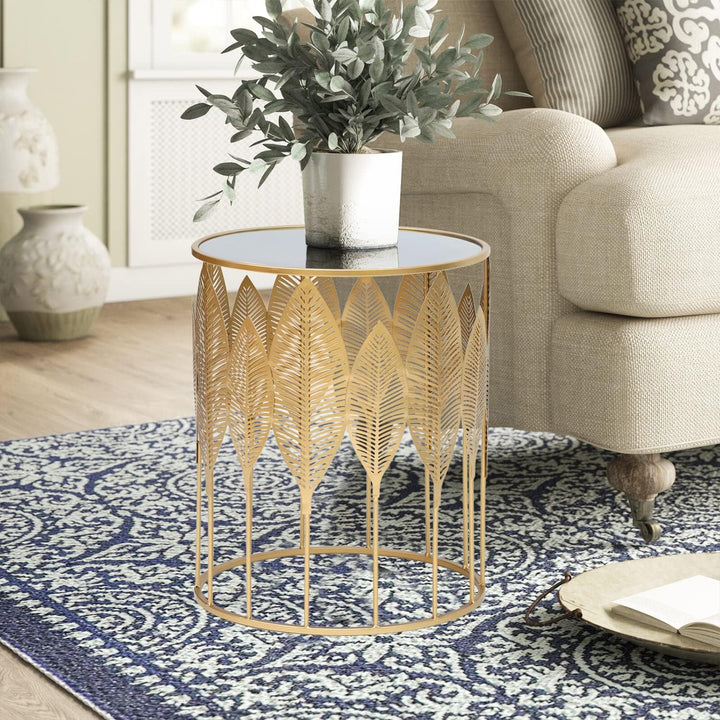 Set of 2 Side Decorative Round Metal Accent Tables