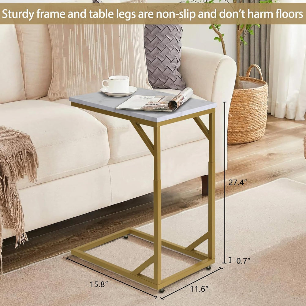 C-Shaped End Table for Couch Sofa Bedside TV Tray