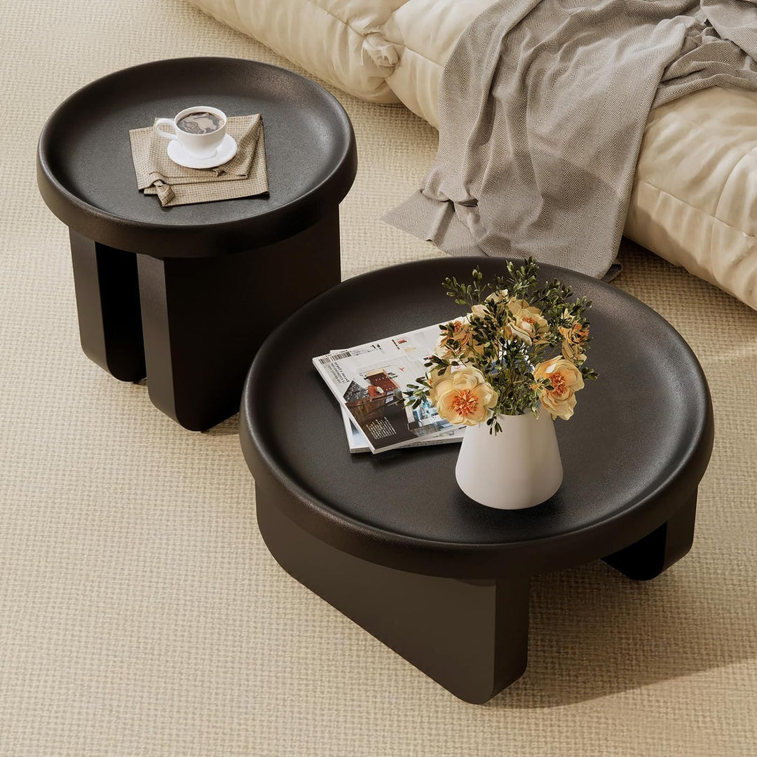 Modern Round Coffee Table, Metal Black Coffee Tables, Unique Circle Coffee Table (Black)