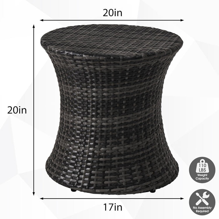 Sundale Outdoor Rattan Side Table, Patio End Table, Dark Grey