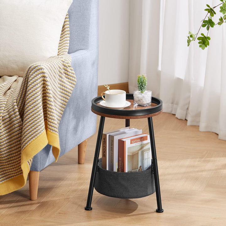 Small Round End Table, 2 Tier Side Table