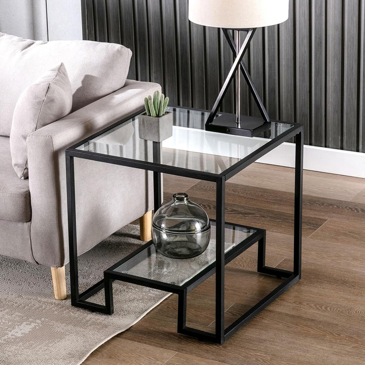 Simple Modern Glass 3-Piece Table Set, Black