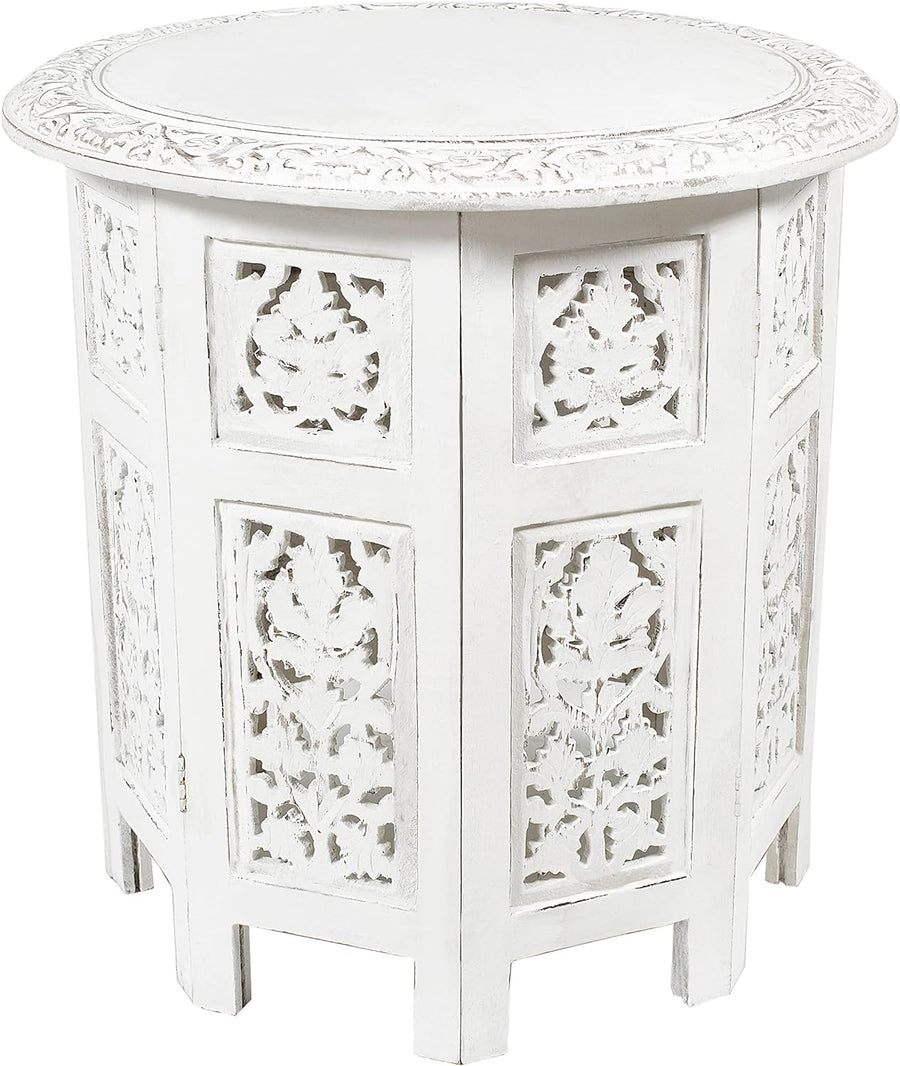 Solid Wood Accent End Table Antique White