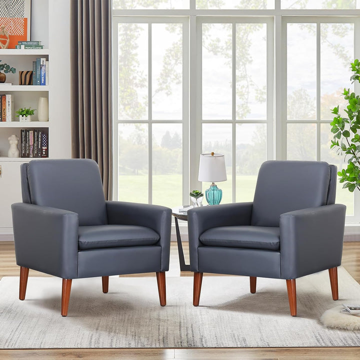 Faux Leather Accent Chair Upholstered Living Room