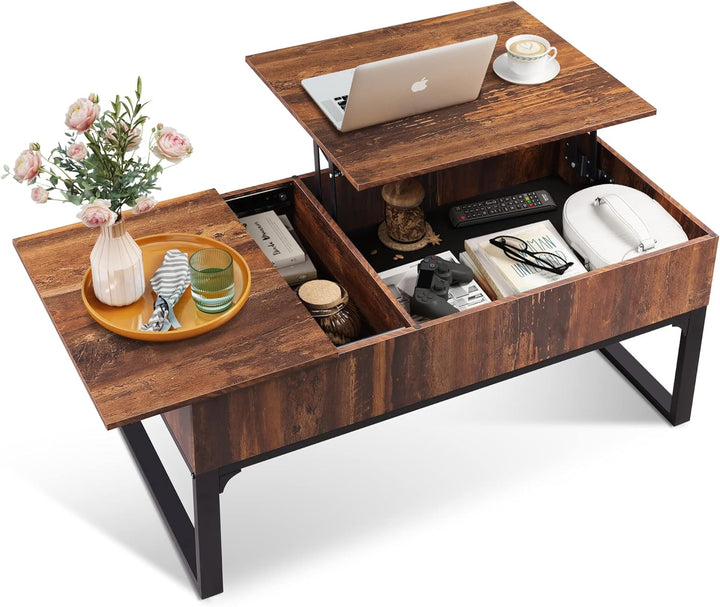 Lift Top Coffee Table with Hidden Storage, Modern Wood Design