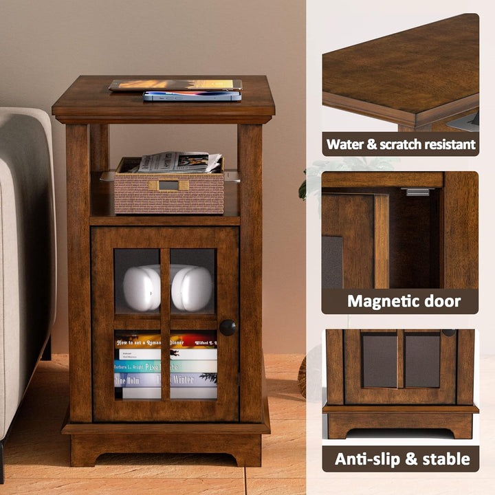 End Table w/ Charging Station, Storage, USB