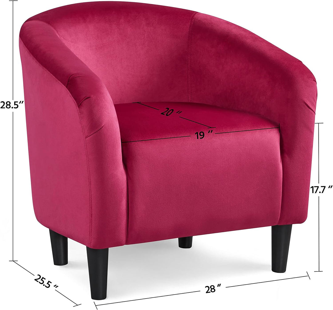 Velvet Accent Chair, Modern Club Chair Rose Red