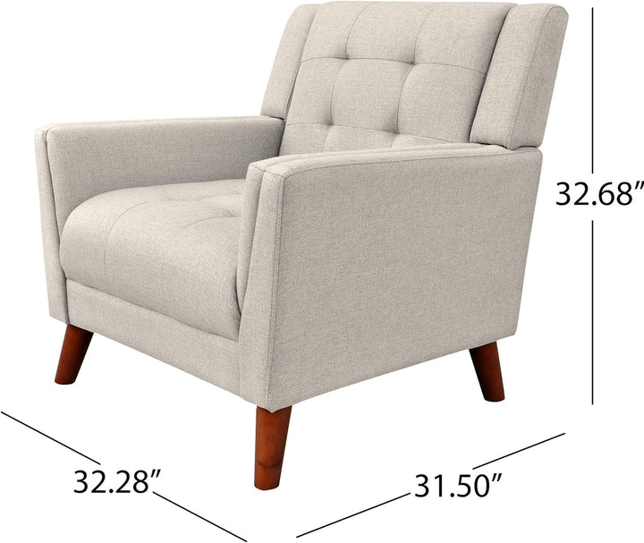 Evelyn Mid Century Modern Arm Chair, Beige