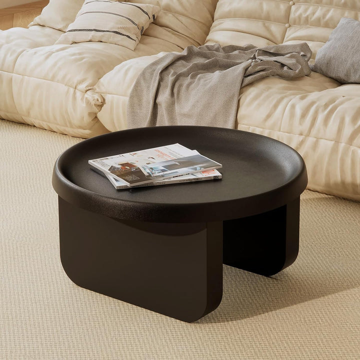 Modern Round Coffee Table, Metal Black Coffee Tables, Unique Circle Coffee Table (Black)