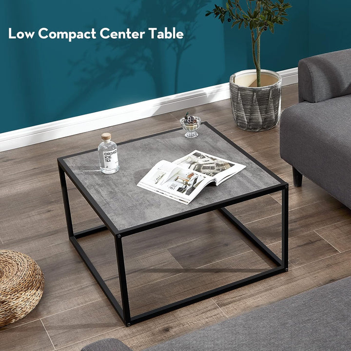 Small Modern Coffee Table for Living Room, Gray Wood