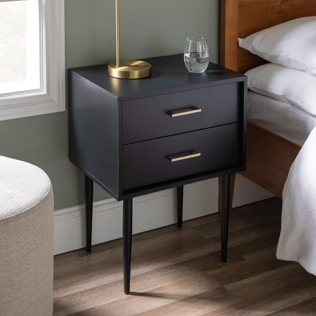 Olivia 2-Drawer Nightstand, Black