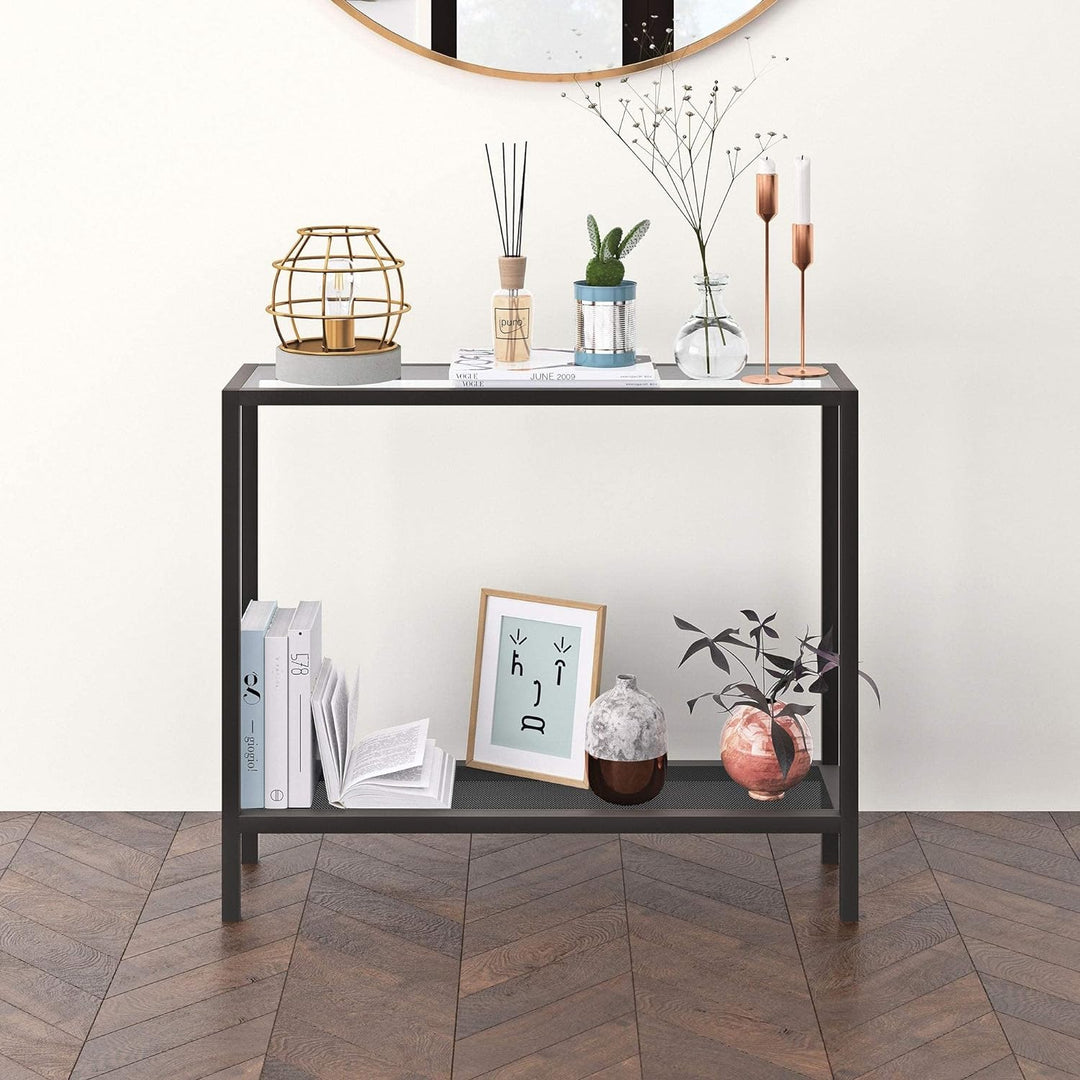 Rectangular Console Table in Aged Steel, Entryway Accent Table