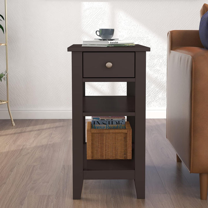 Side Table, Narrow End Table, 3-Tier Sofa End Table