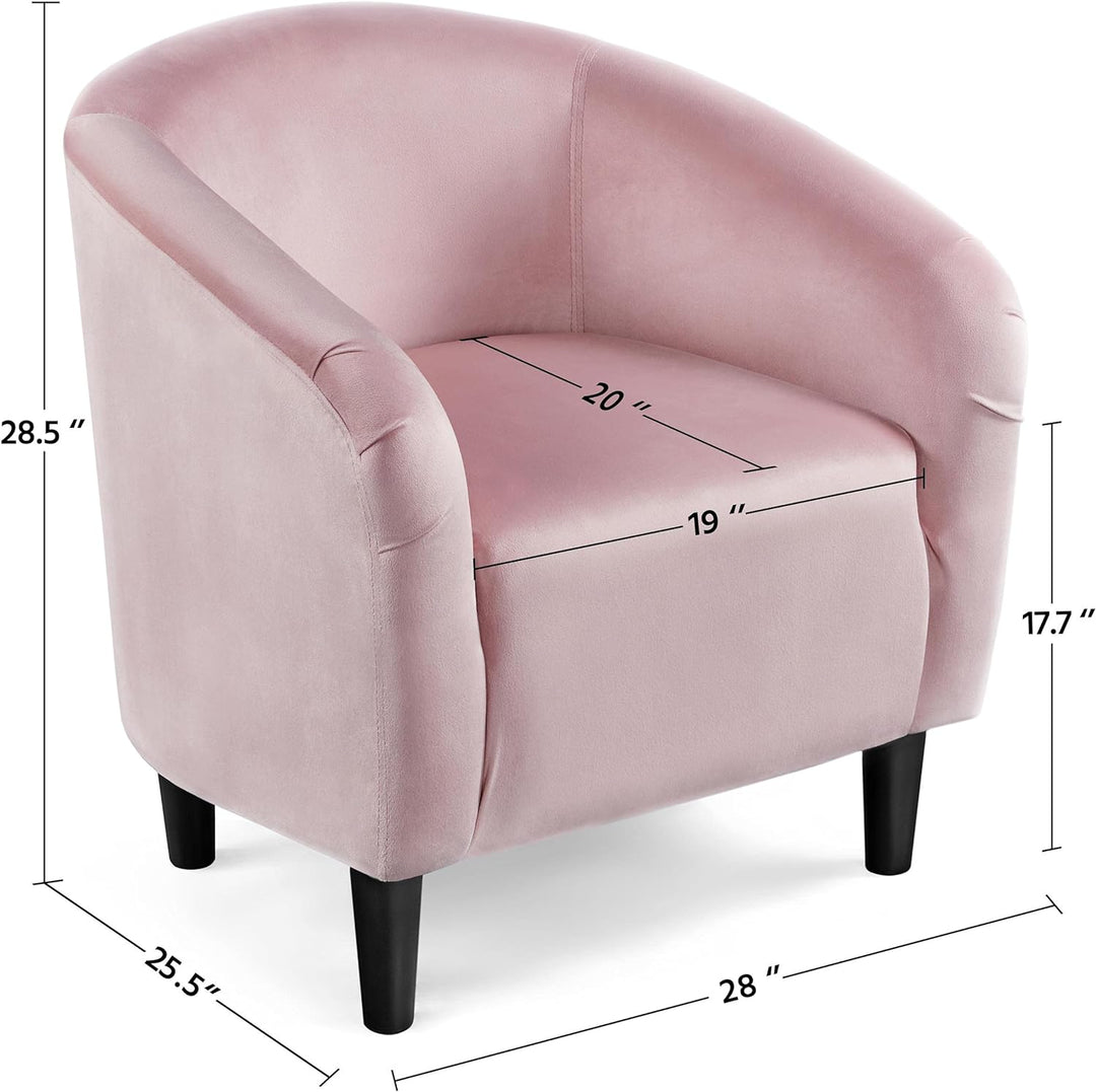 Velvet Accent Chair, Modern Club Chair Upholstered Armchair with Solid Legs Comfy Sofa Chair, Pink