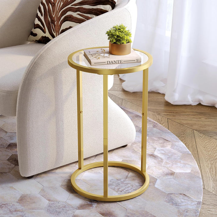 Elegant Gold Side Table for Small Spaces, Modern Bedside Table