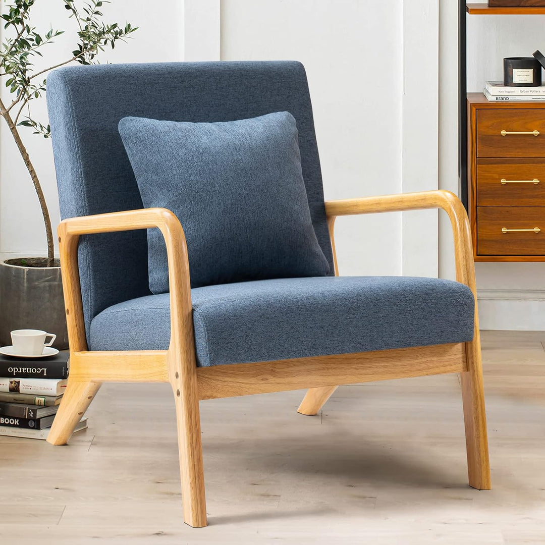 Mid-Century Modern Accent Chair,Linen Fabric