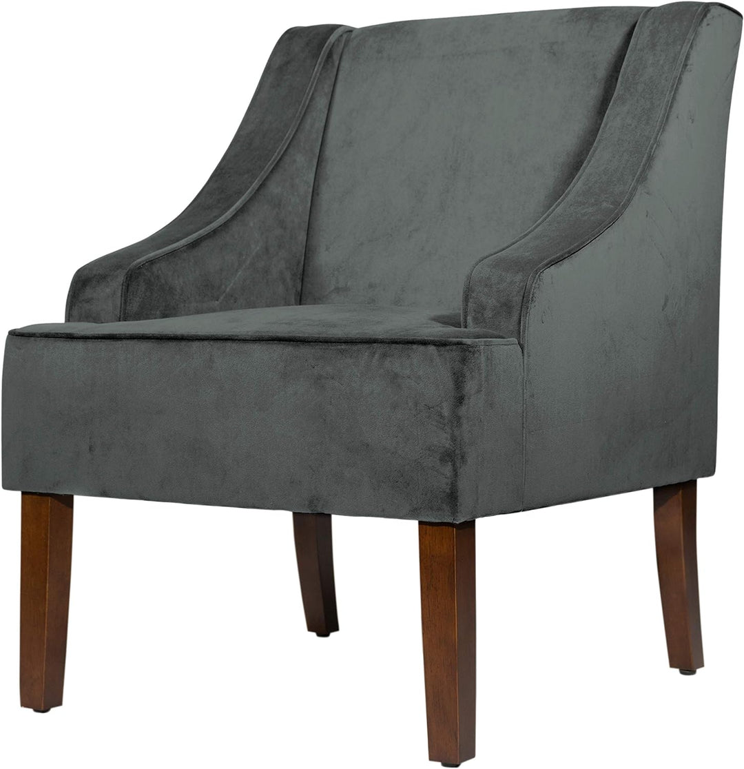 Velvet Swoop Arm Living-Room-Chairs, Dark Grey