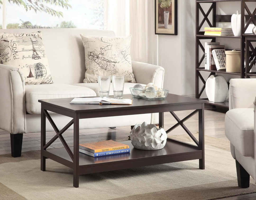 Espresso Coffee Table with Shelf