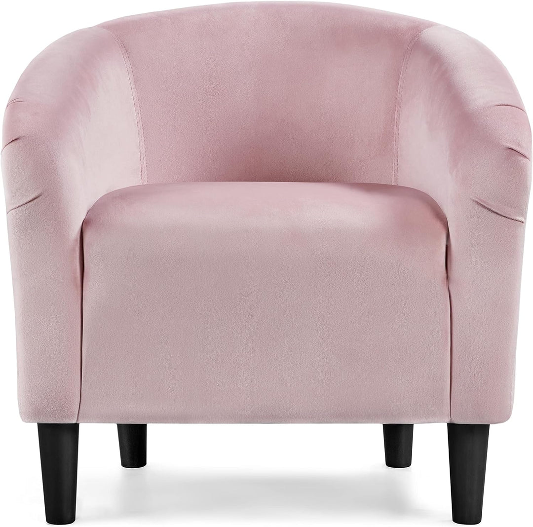 Velvet Accent Chair, Modern Club Chair Upholstered Armchair with Solid Legs Comfy Sofa Chair, Pink