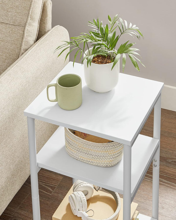 Side Table, Small End Table, Tall Nightstand White