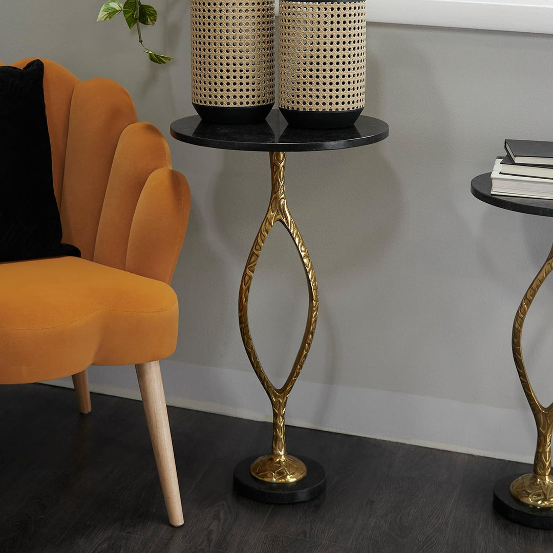 Aluminum Pedestal Base Accent Table, Gold