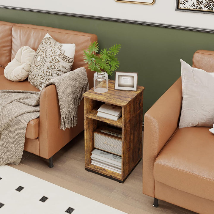 End Table with Storage Shelf, Small Couch Side Table