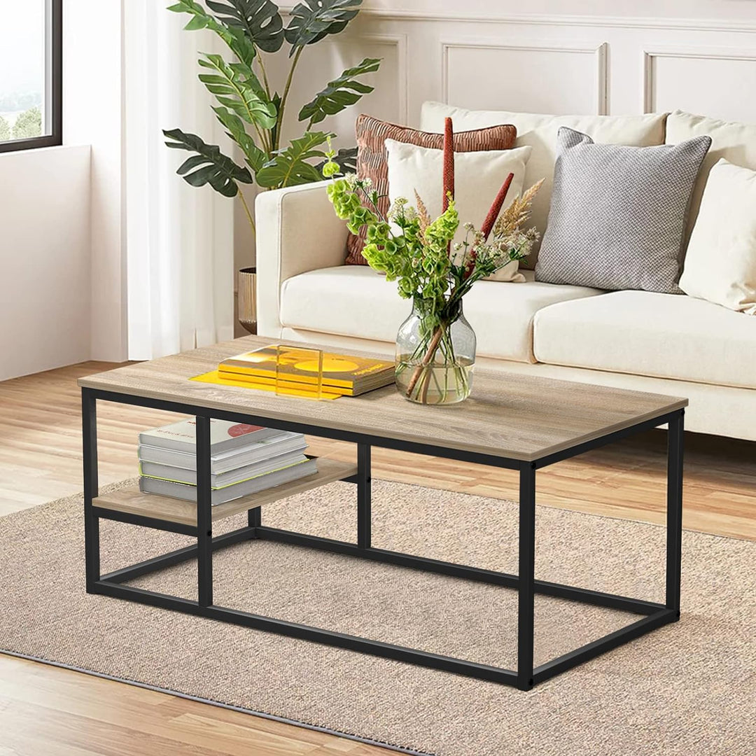 Versatile Coffee Table with Steel Frame, Industrial Design, Gray