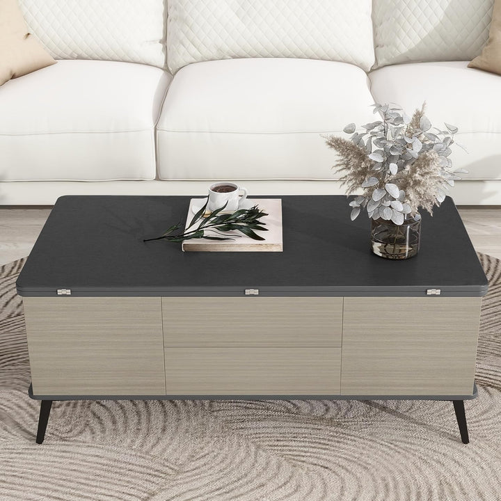 Versatile Lift-Top Coffee Table, Convertible to Dining, Dark Grey