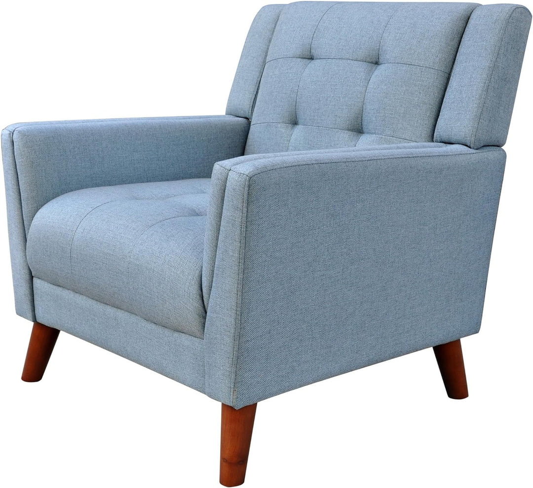 Alisa Mid Century Modern Fabric Arm Chair, Blue