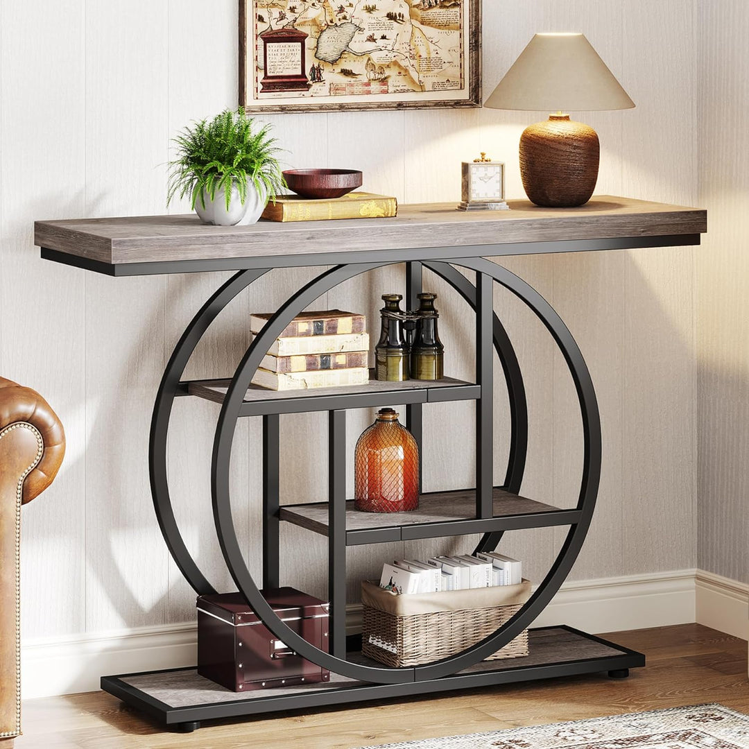 41.3" Console Table, Industrial 4-Tier Sofa Table