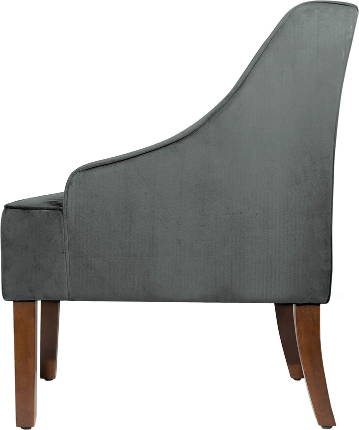 Velvet Swoop Arm Living-Room-Chairs, Textured Grey