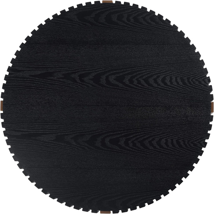 31.5" Black Round Coffee Table, Farmhouse Wood Coffee Table