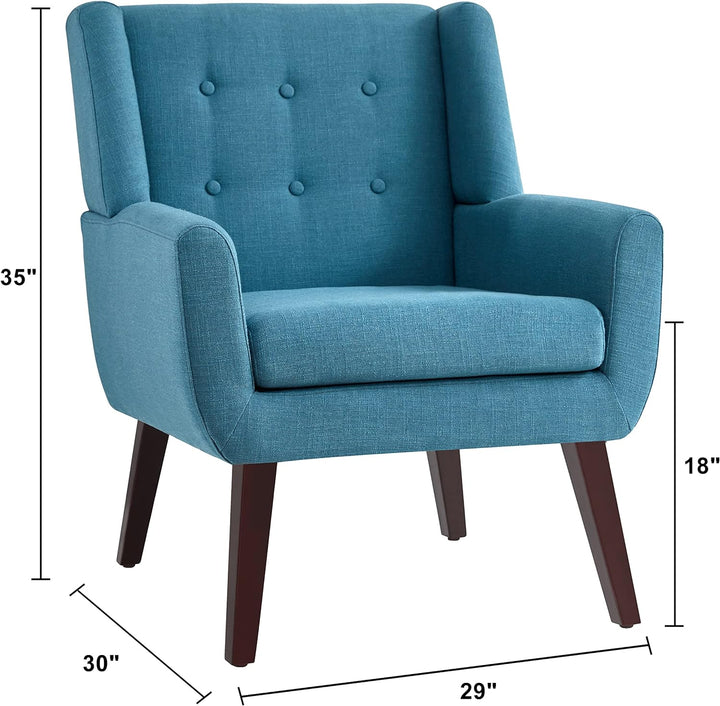 Button-Tufted Accent Chairs Lake Blue