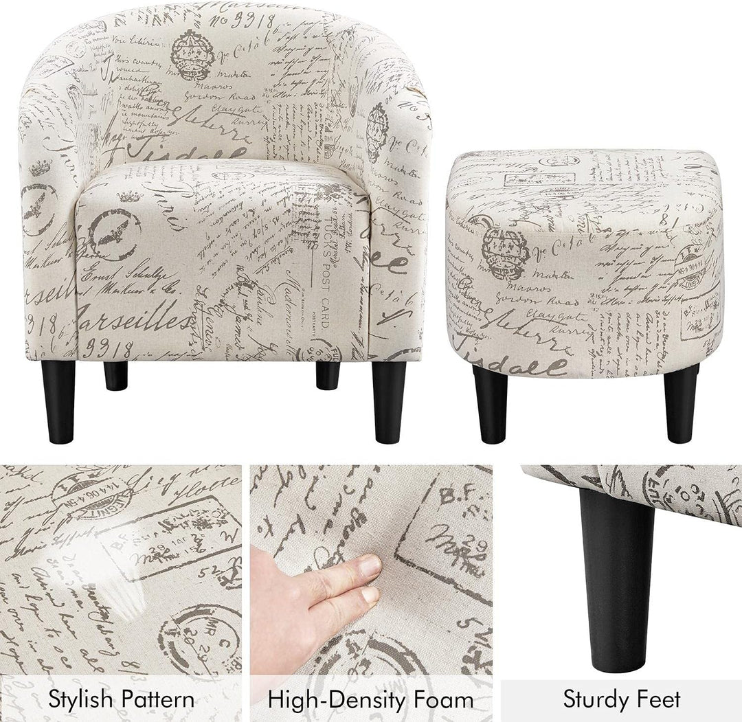 Modren Club Chair with Ottoman, Fabric Accent