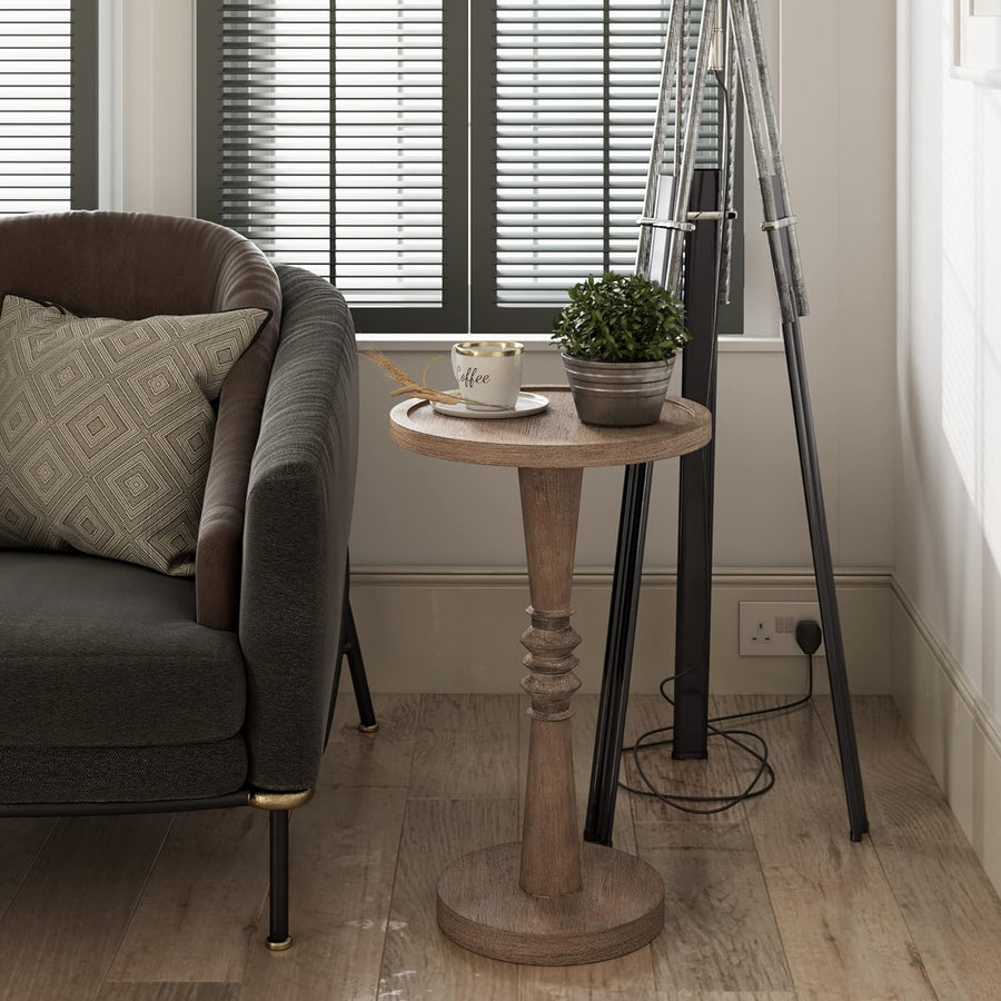 Pedestal Small Drinking Table, Farmhouse Tray Top