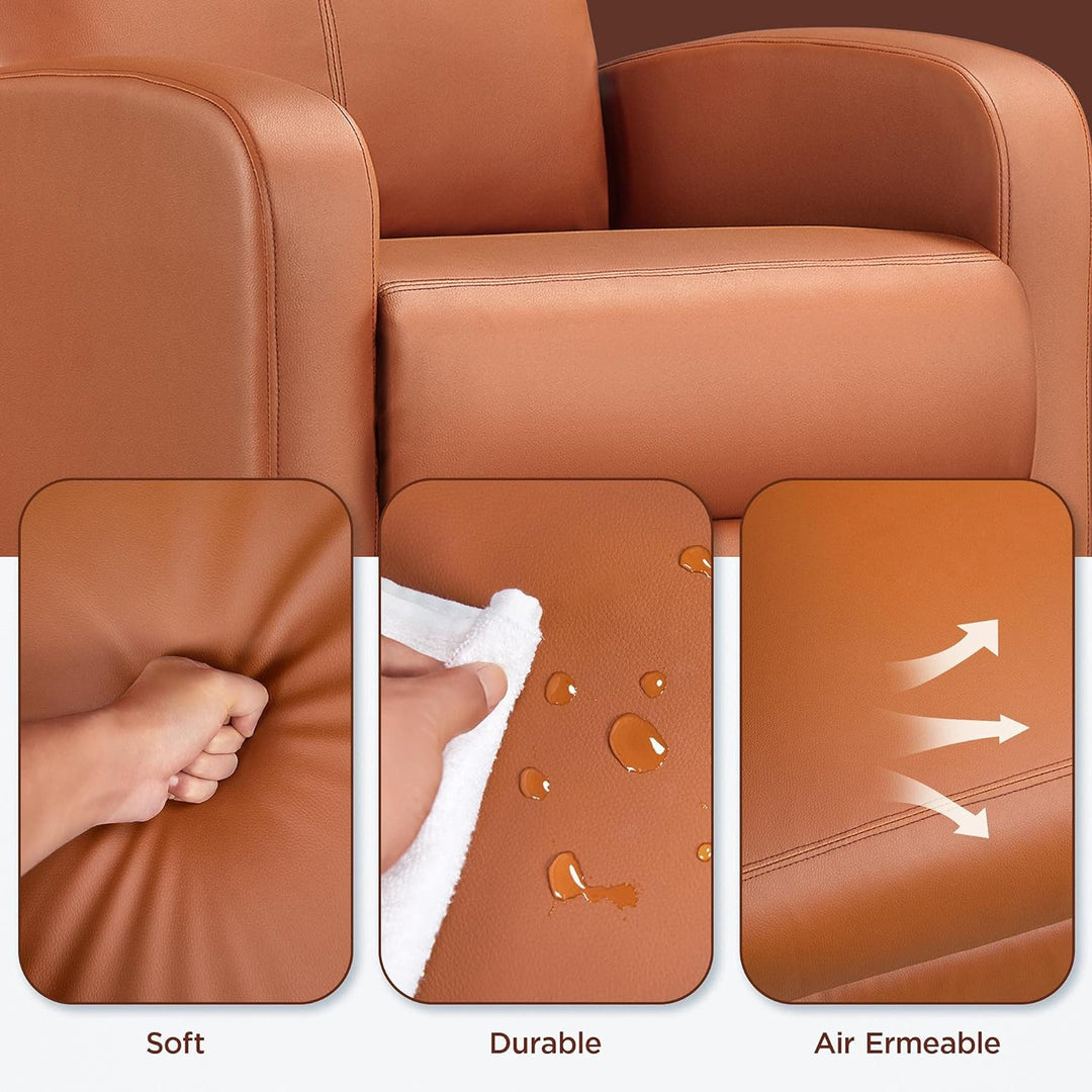 PU Leather Recliner Sofa Home Theater Seating Tan