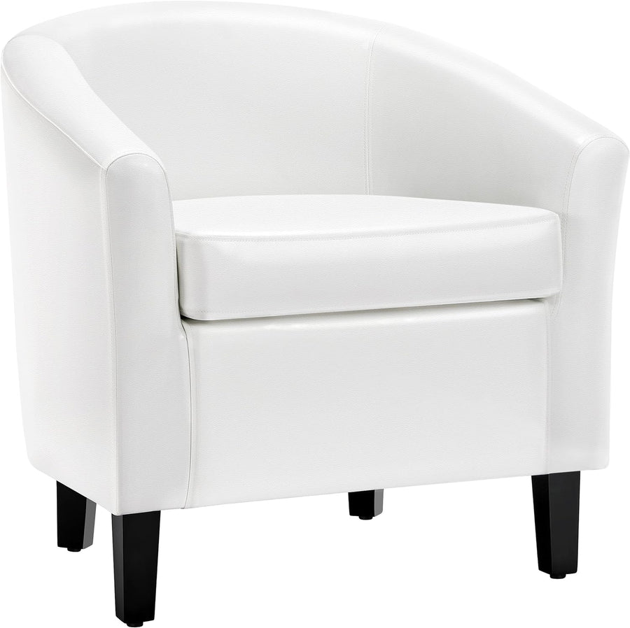 Faux Leather Accent Chair, Modern Barrel, White