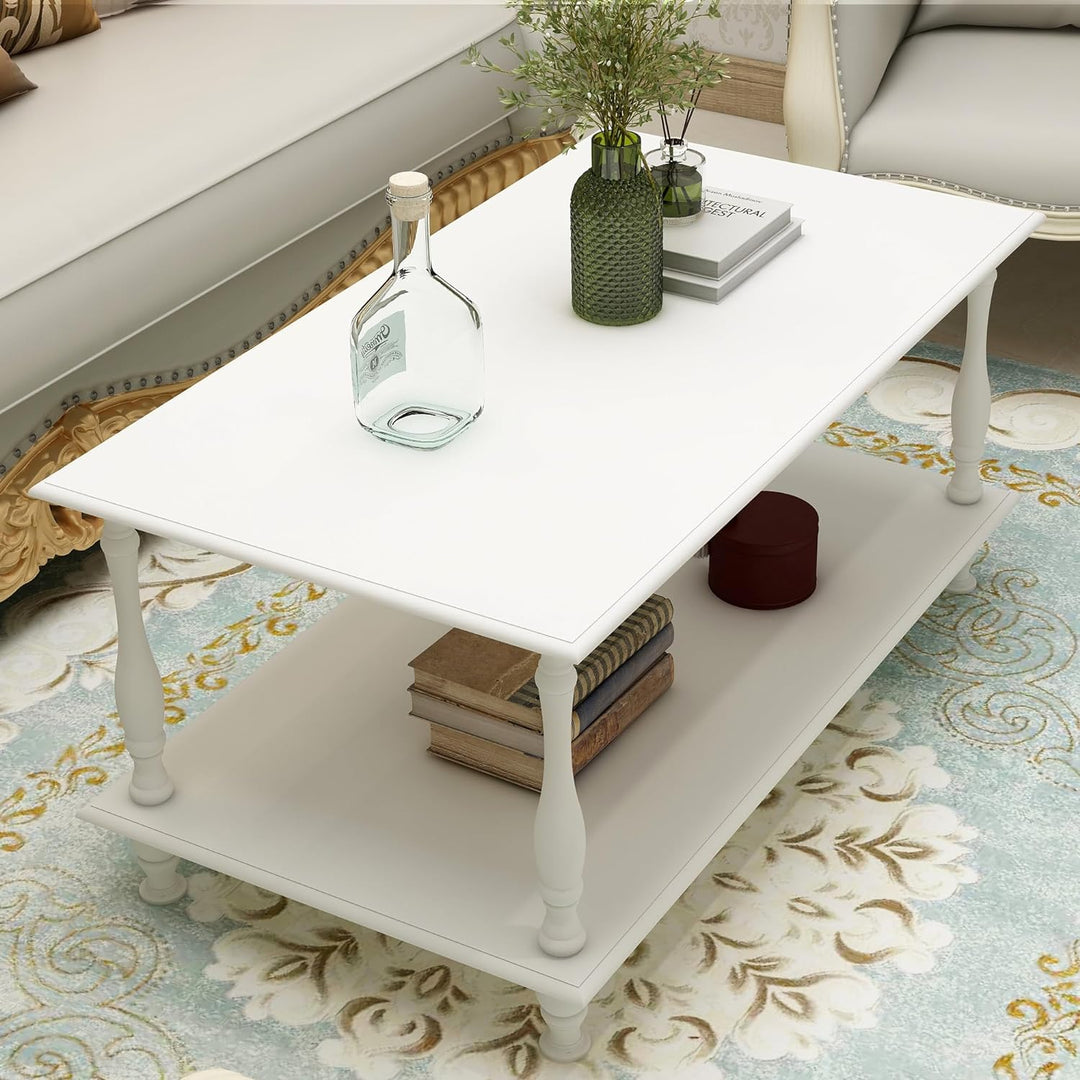 Elegant European White Coffee Table for Living Room, European White Coffee Table