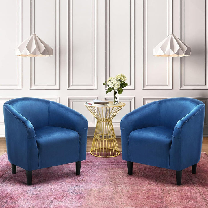 Velvet Accent Chair, Modern Club Chair Upholstered Armchair with Solid Legs Comfy Sofa Chair, Pagoda Blue