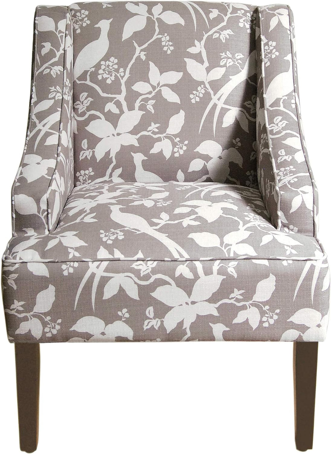 Velvet Swoop Arm Chairs, Grey Floral Tree