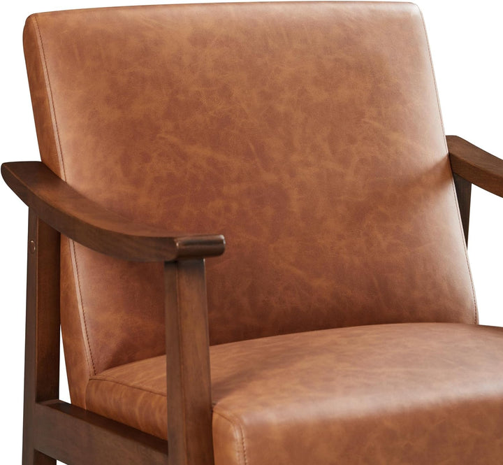 PU Leather Accent Chair, Mid-Century Modern