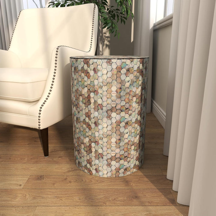 Mother of Pearl Shell Geometric Handmade Side Table