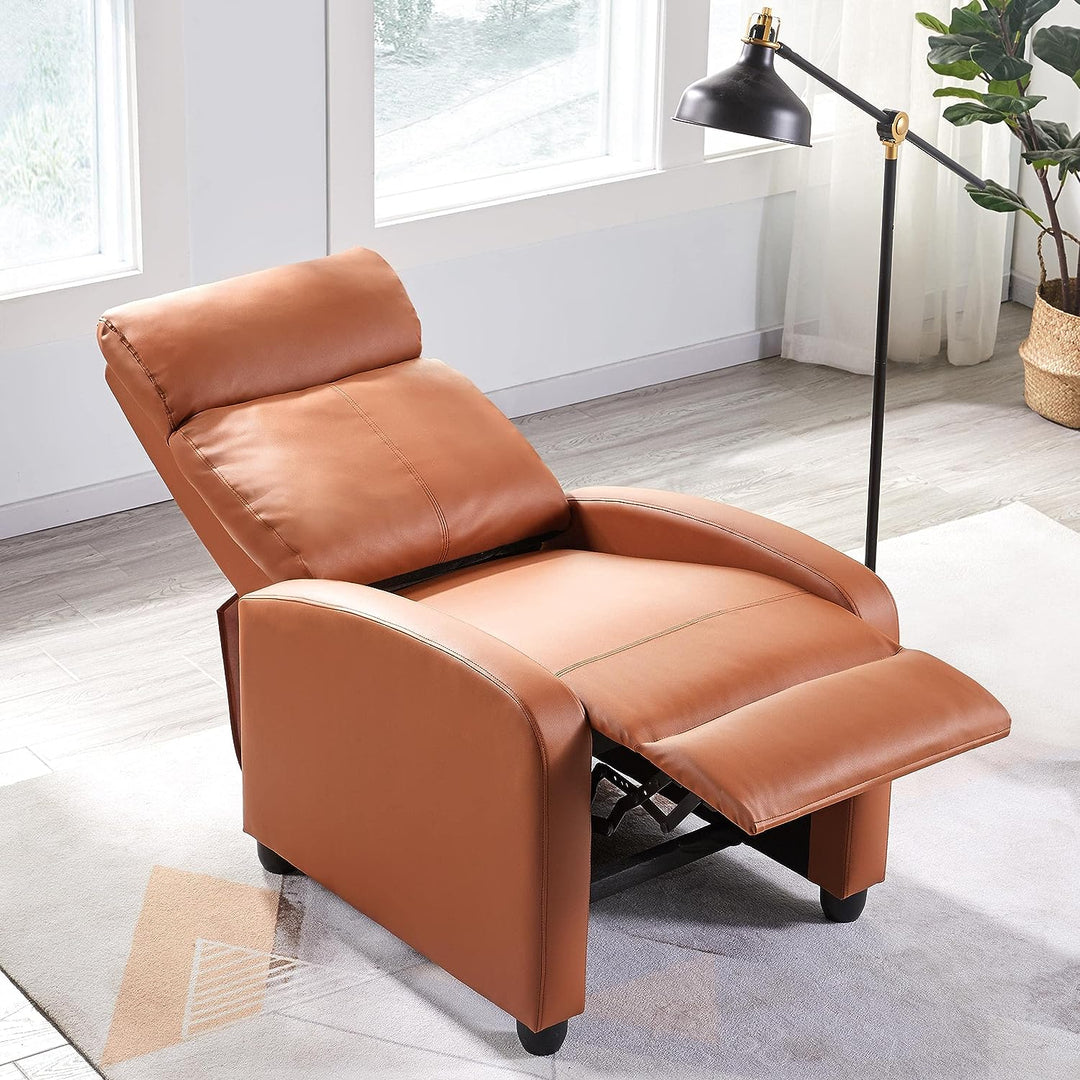 PU Leather Recliner Sofa Home Theater Seating Tan